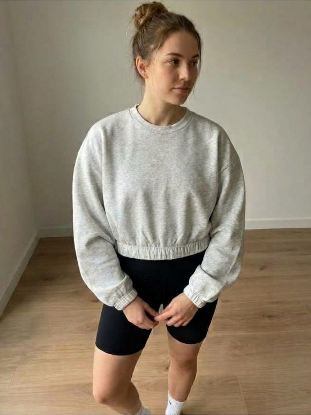 adidas Cropped Gray Sweatshirt Size Medium NWT